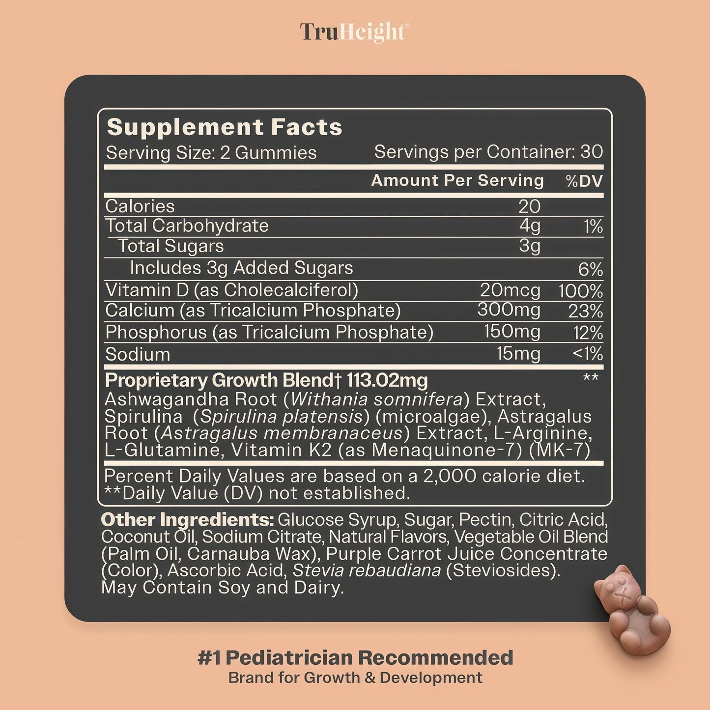 TruHeight Growth Gummies (Watermelon) Tall Nutrition for Natural Growth Supplement for Kids & Teens - Vitamin D, K, Calcium & Ashwagandha, Bone Strength Vitamins D3 K2, Picky Eater, Taller Ages 5+